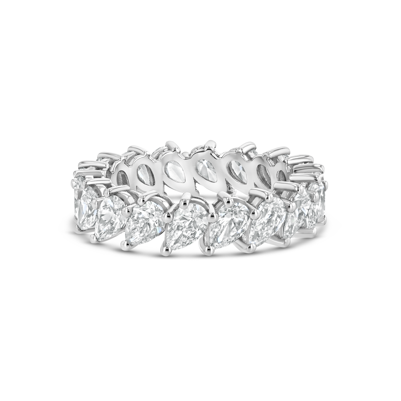 6.00Ct Pear-Cut Diamond Eternity Band – 18K White Gold