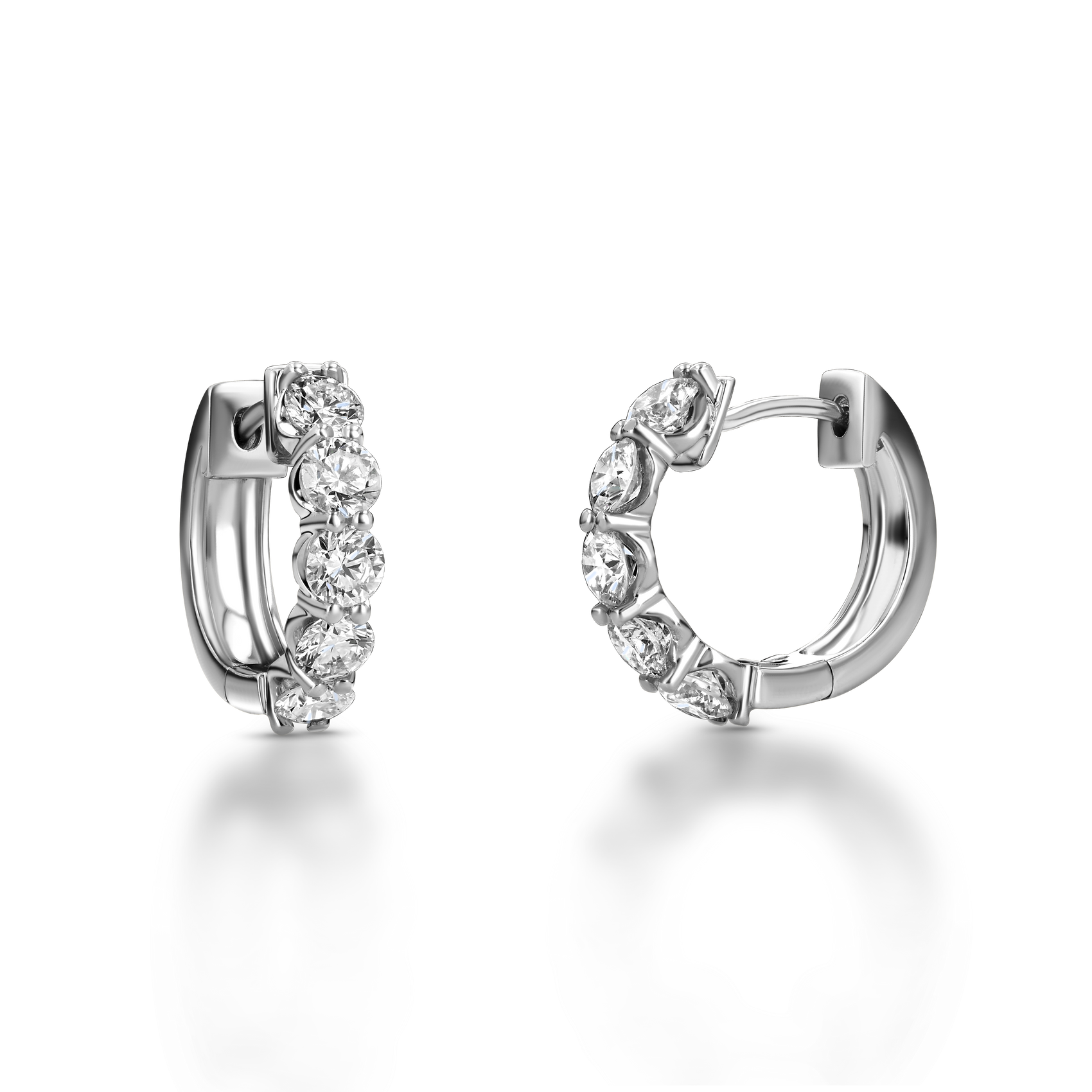 1.50Ct Round Brilliant Diamond Huggie Hoops – 14K White Gold