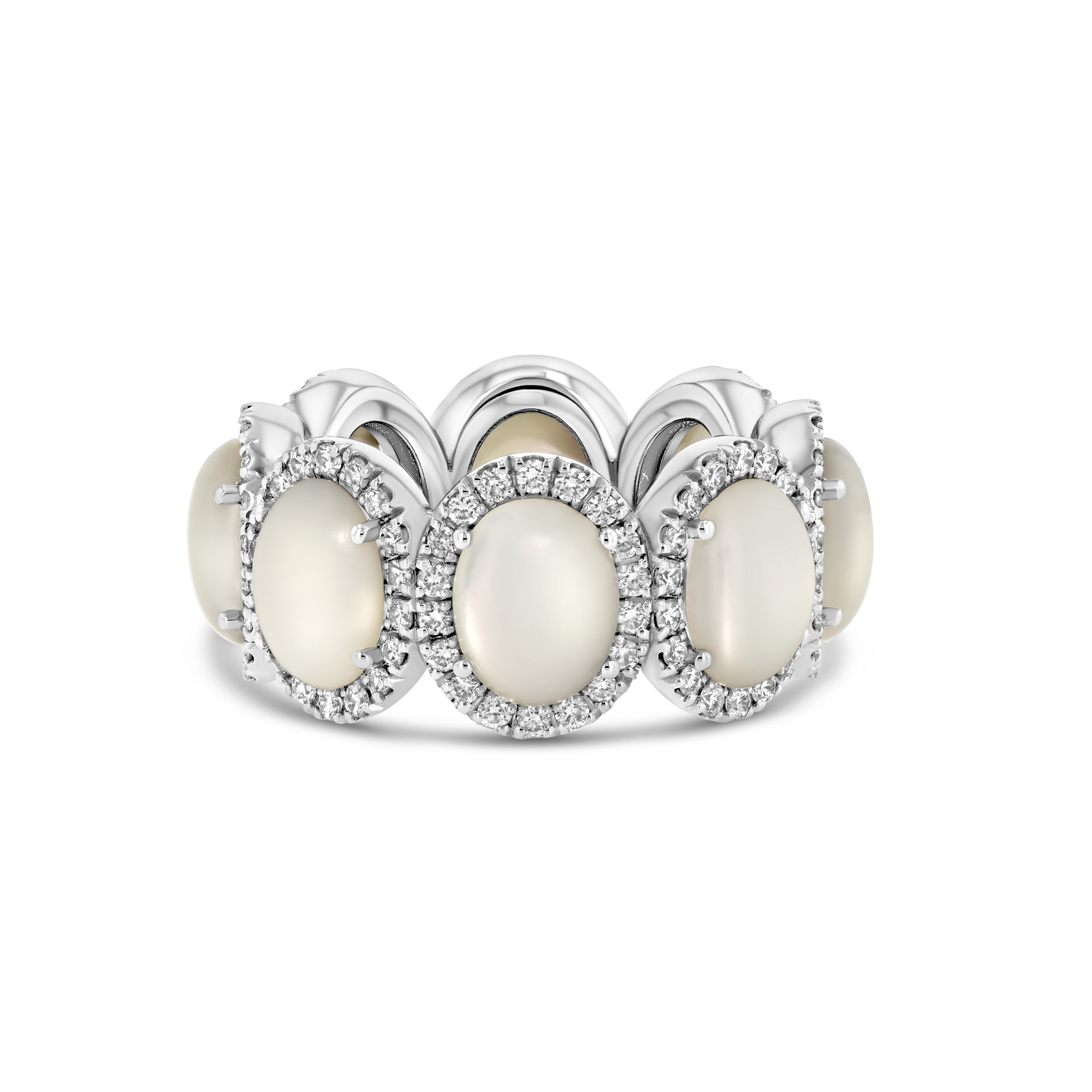 1.75Ct Oval Pearl & Diamond Halo Band – 18K Gold