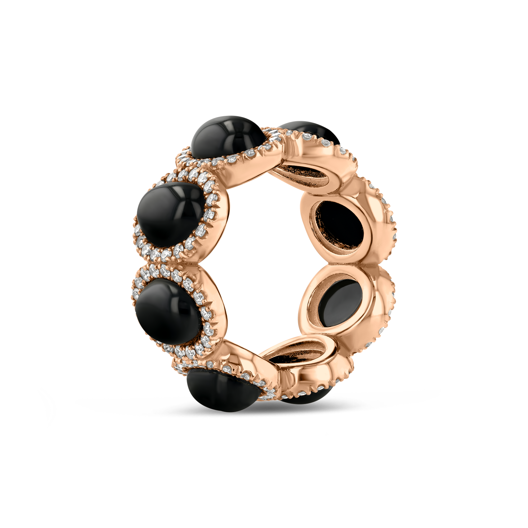 1.75Ct Black Onyx & Diamond Halo Band – 18K Gold