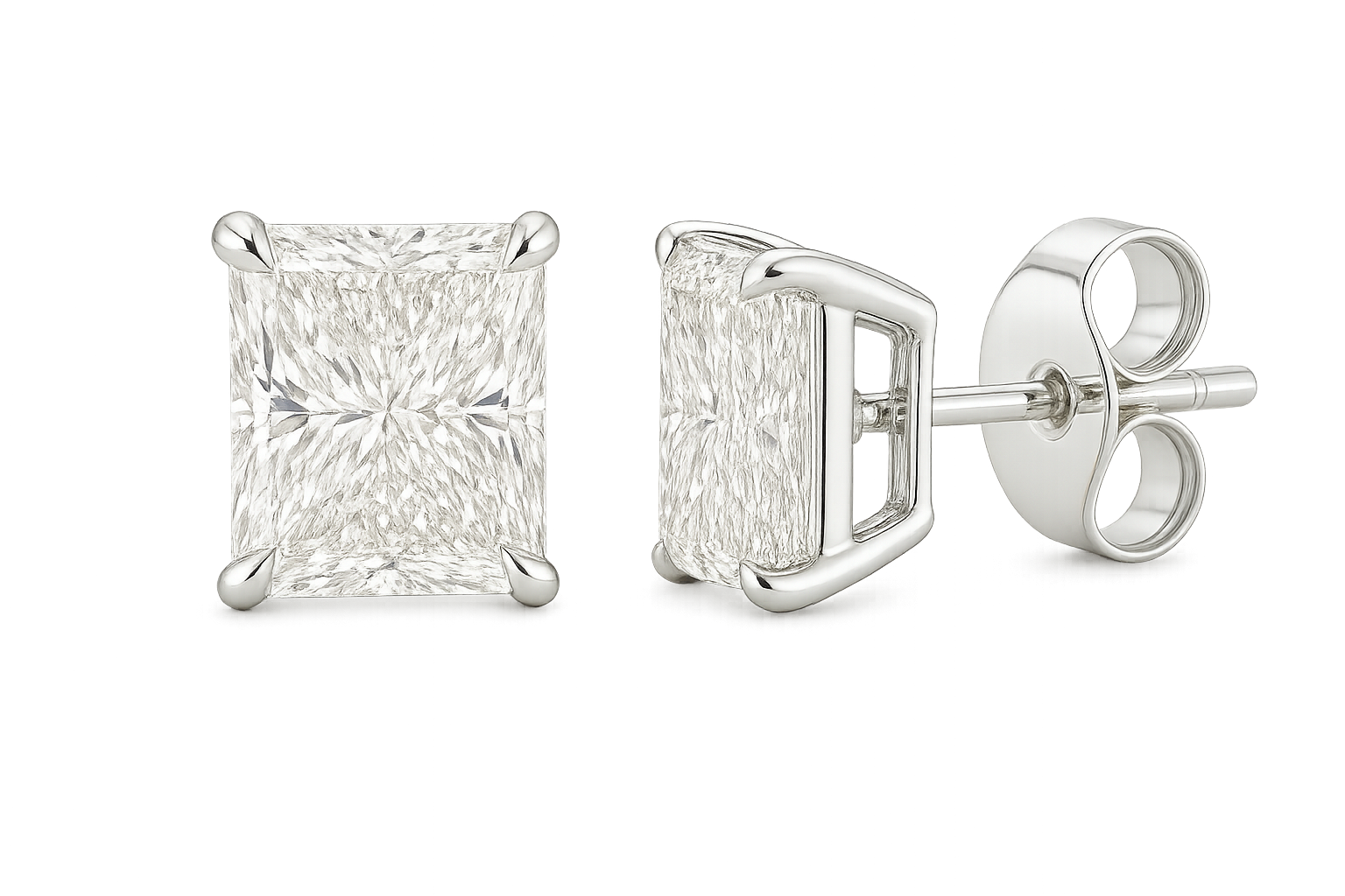 2.00Ct Radiant Cut Stud Earrings