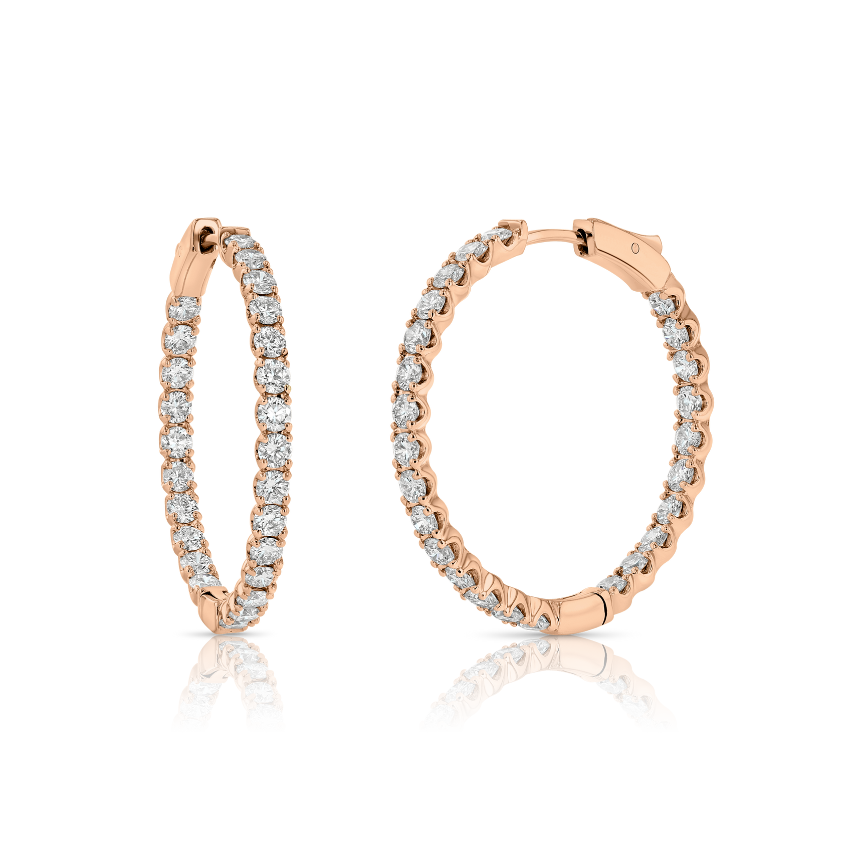 0.78Ct Round Diamond Flexible Yellow Gold Hoop Earrings