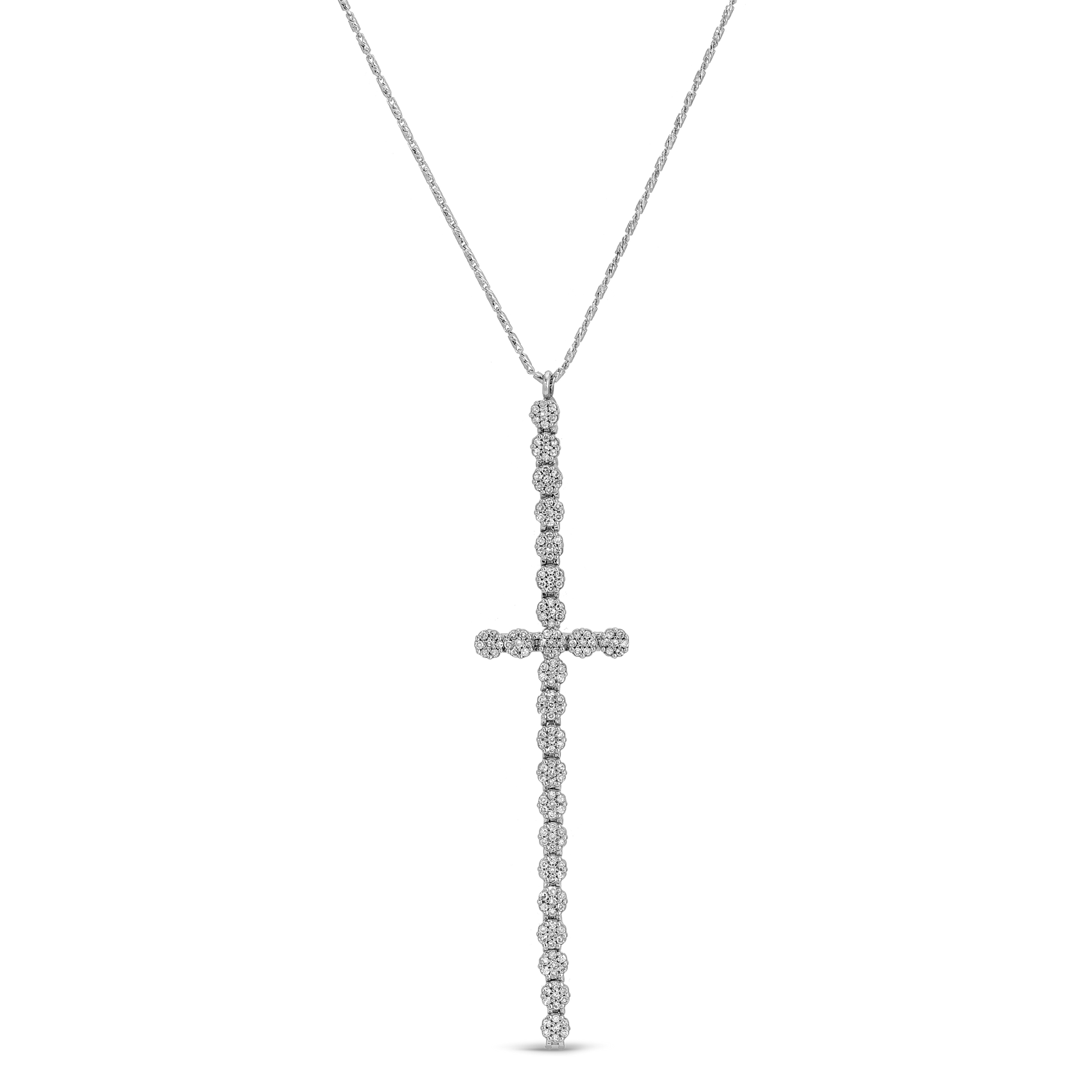 Round Diamond Arc Cross Necklace